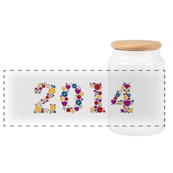 Fleurs 2014 - Boîte à biscuits avec couvercle en bois - blanc - Devant