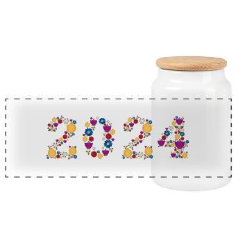Flowers 2024 - Panorama Keksdose mit Holzdeckel - Weiß - Vorne