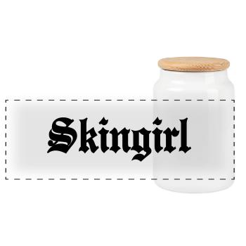 Working Class Skingirl Oi! Antiracist Bootgirl My - Panoramic Cookie Jar with Wooden Lid - white - Front