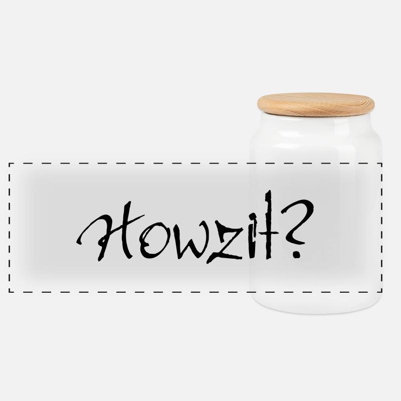 Howzit? - Panoramic Cookie Jar with Wooden Lid - white