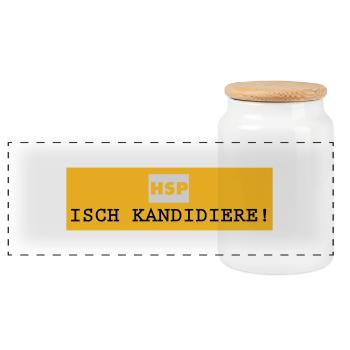 HSP_Isch kandidiere - Panorama Keksdose mit Holzdeckel - Weiß - Vorne