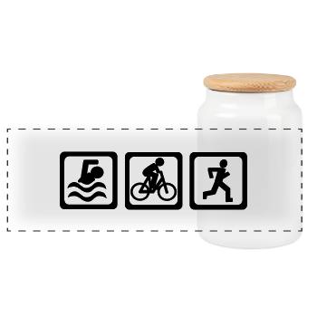 Triathlon - Panorama Keksdose mit Holzdeckel - Weiß - Vorne