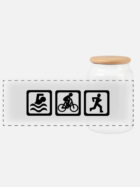 Triathlon - Panorama Keksdose mit Holzdeckel - Weiß