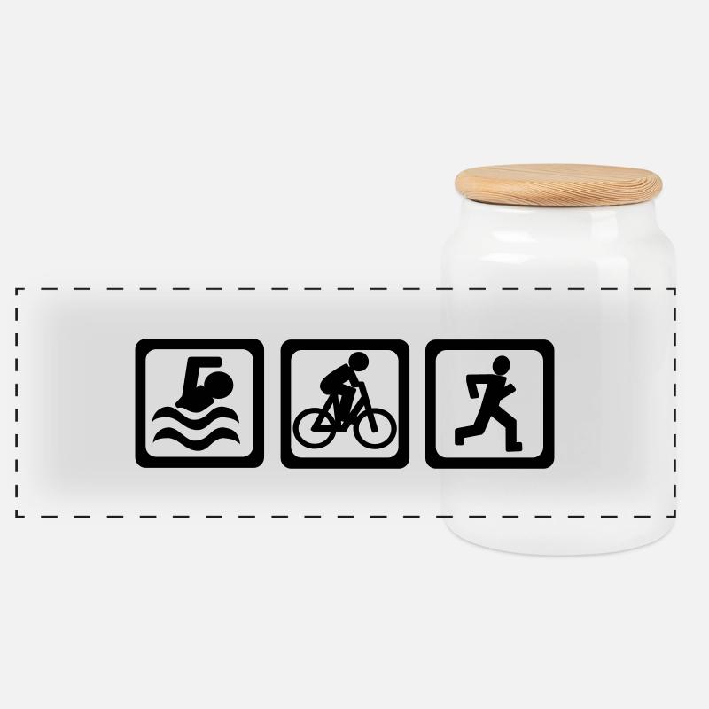 Triathlon - Panorama Keksdose mit Holzdeckel - Weiß