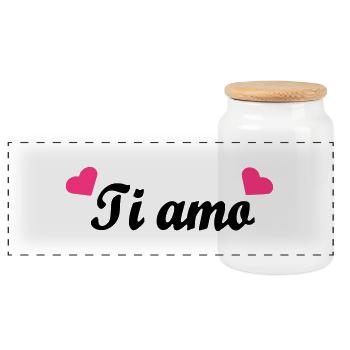 liebe ich dich - Boîte à biscuits avec couvercle en bois - blanc - Devant