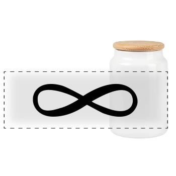 Lemniscate | lying eight - Panoramic Cookie Jar with Wooden Lid - white - Front