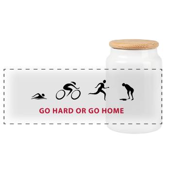 Triathlon GO HARD - Panorama Keksdose mit Holzdeckel - Weiß - Vorne