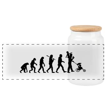 evolution daddy 2 enfants - Boîte à biscuits avec couvercle en bois - blanc - Devant