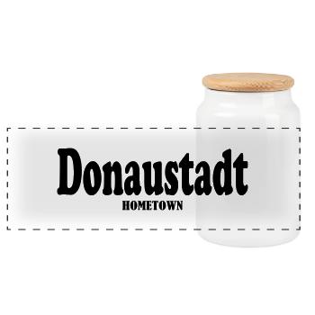 Donaustadt Hometown - Panorama Keksdose mit Holzdeckel - Weiß - Vorne