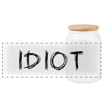 IDIOT - Panoramic Cookie Jar with Wooden Lid - white - Front