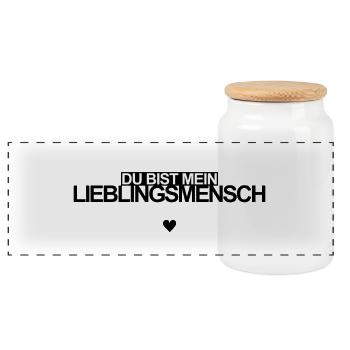 Lieblingsmensch - Panorama Keksdose mit Holzdeckel - Weiß - Vorne
