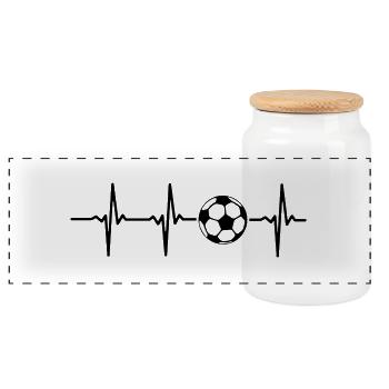 Mein Herz schlägt für Fussball - Panorama Keksdose mit Holzdeckel - Weiß - Vorne