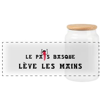 Le pays basque lève les mains - horizontal - Boîte à biscuits avec couvercle en bois - blanc - Devant