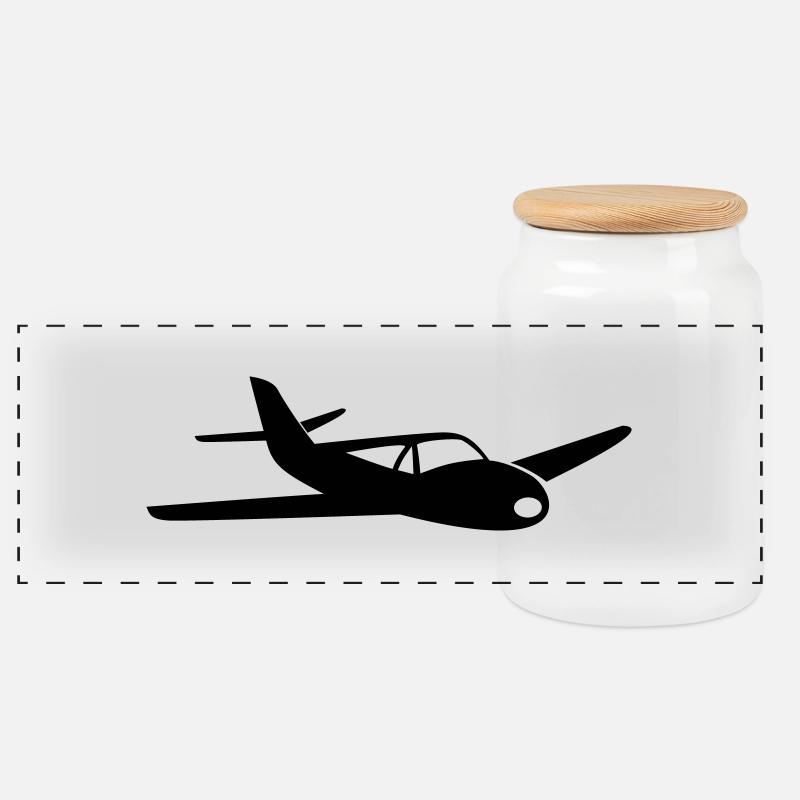 Kleines Sportflugzeug - Panorama Keksdose mit Holzdeckel - Weiß