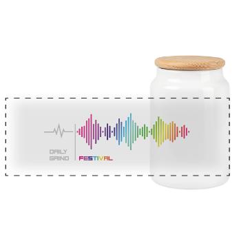 Daily Grind - Festival und Party Shirt Rainbow - Panorama Keksdose mit Holzdeckel - Weiß - Vorne