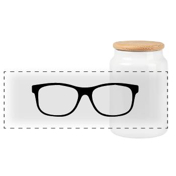 glasses - Panoramic Cookie Jar with Wooden Lid - white - Front