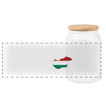 I love Hungary - heartbeat - Panoramic Cookie Jar with Wooden Lid - white - Front