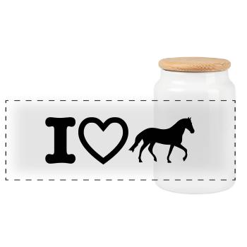 i love horse - Panorama Keksdose mit Holzdeckel - Weiß - Vorne