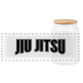 jiu jitsu - Panoramic Cookie Jar with Wooden Lid - white - Front