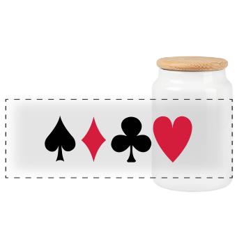 poker - Panorama Keksdose mit Holzdeckel - Weiß - Vorne