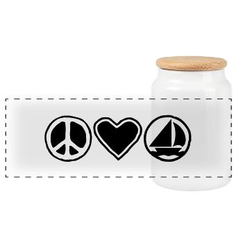 Peace, Love & Sailing - Boîte à biscuits avec couvercle en bois - blanc - Devant
