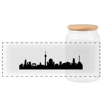 Skyline Berlin - Panorama Keksdose mit Holzdeckel - Weiß - Vorne