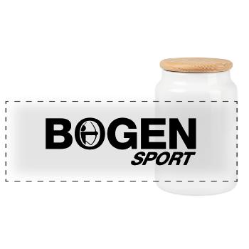 bogen_sport_2__f1 - Panorama Keksdose mit Holzdeckel - Weiß - Vorne