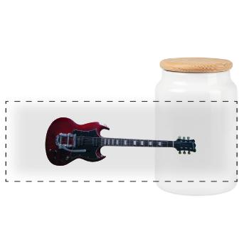 Guitare électrique forme SG - Boîte à biscuits avec couvercle en bois - blanc - Devant