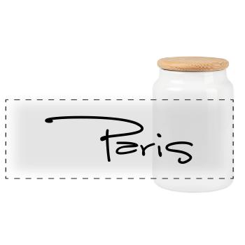 paris1 - Boîte à biscuits avec couvercle en bois - blanc - Devant