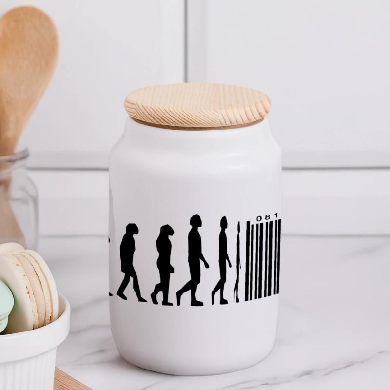 Evolution code à barres Boîte à biscuits avec couvercle en bois