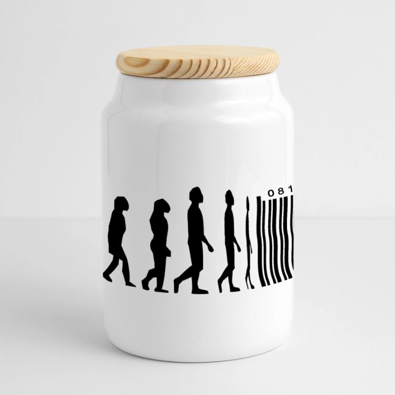 Evolution code à barres Boîte à biscuits avec couvercle en bois