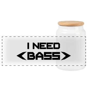 I Need Bass - Panoramic Cookie Jar with Wooden Lid - white - Front