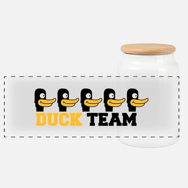 Duck Team - Panorama Keksdose mit Holzdeckel - Weiß