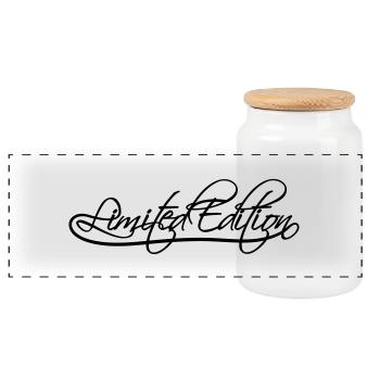 Limited Edition Style Design - Panoramic Cookie Jar with Wooden Lid - white - Front