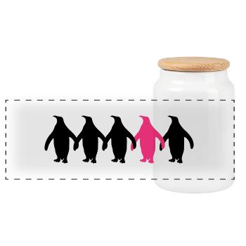 Be Different Pinguine Muster Lustig - Panorama Keksdose mit Holzdeckel - Weiß - Vorne