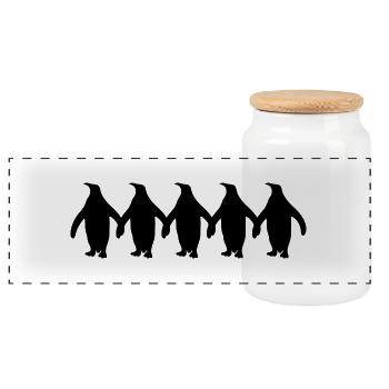 Pingouins chain mains tenant amusant motif - Boîte à biscuits avec couvercle en bois - blanc - Devant