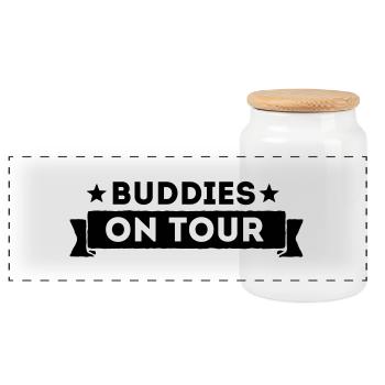 Buddies On Tour - Panorama Keksdose mit Holzdeckel - Weiß - Vorne