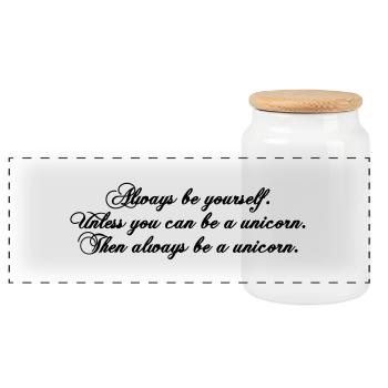 toujours être soi-même texte drôle de Licorne - Boîte à biscuits avec couvercle en bois - blanc - Devant