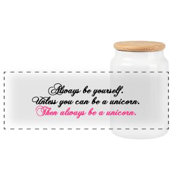 toujours être soi-même texte drôle de Licorne - Boîte à biscuits avec couvercle en bois - blanc - Devant