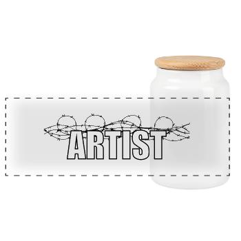 Kunst / Künstler / Maler / Design / Art / Musik - Panorama Keksdose mit Holzdeckel - Weiß - Vorne