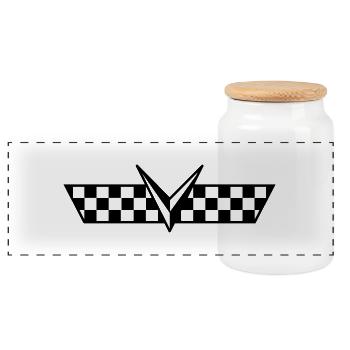 racing - Panoramic Cookie Jar with Wooden Lid - white - Front