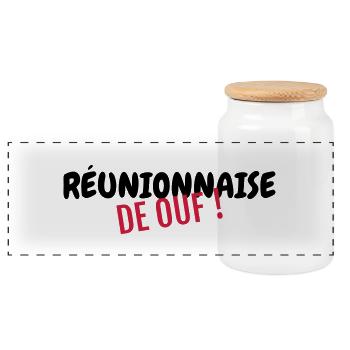 Réunion / 974 / Réunionnais / Réunionnaise - Boîte à biscuits avec couvercle en bois - blanc - Devant