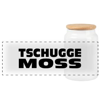 Tschugge Moss / Manisch / Frau / Gießen - Panorama Keksdose mit Holzdeckel - Weiß - Vorne