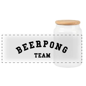 Beerpong Team - Panorama Keksdose mit Holzdeckel - Weiß - Vorne