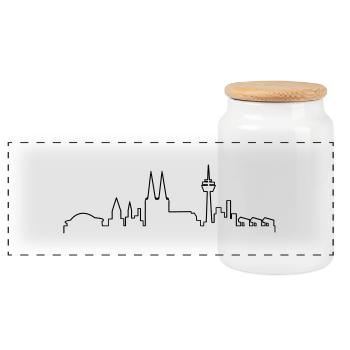 koelner_skyline - Panorama Keksdose mit Holzdeckel - Weiß - Vorne