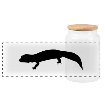 gecko silhouette - Panorama Keksdose mit Holzdeckel - Weiß - Vorne