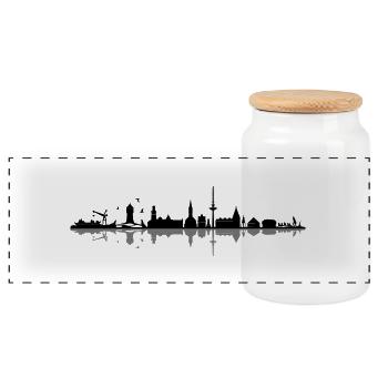 Skyline - Küste Cuxhaven - Panorama Keksdose mit Holzdeckel - Weiß - Vorne