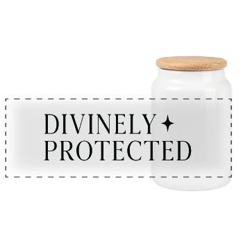 Divinely Protected black print - Panorama Keksdose mit Holzdeckel - Weiß - Vorne