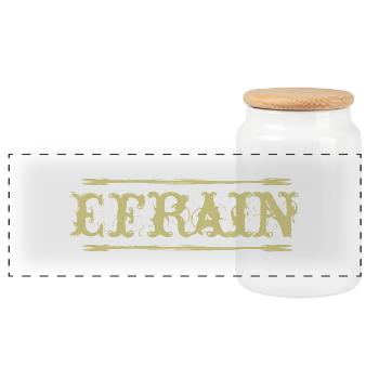 Efrain Golden Text Name Name Badge - Panoramic Cookie Jar with Wooden Lid - white - Front