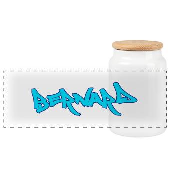 Bernard graffiti texte turquoise - Boîte à biscuits avec couvercle en bois - blanc - Devant